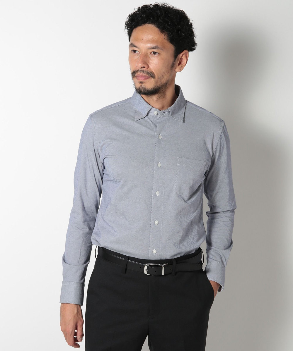 MEN'S BIGI 【ACTIVE TAILOR】ハイゲージレギュラーカラードレスシャツ ネイビー