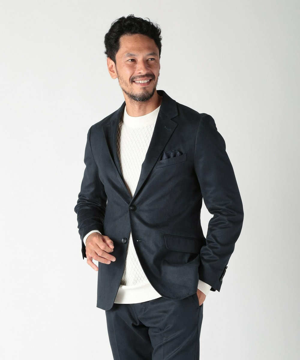 MEN'S BIGI コマスエードストレッチジャケット（セットアップ対応） ネイビー