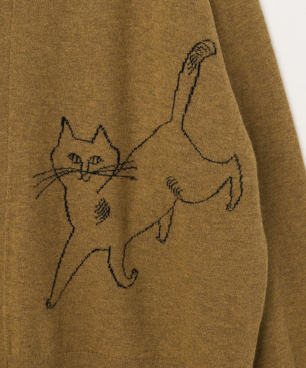 LOISIR 【EC限定・アーティストコラボ】LOISIR×TORANEKOBONBONインターシャニットカーディガン マスタード