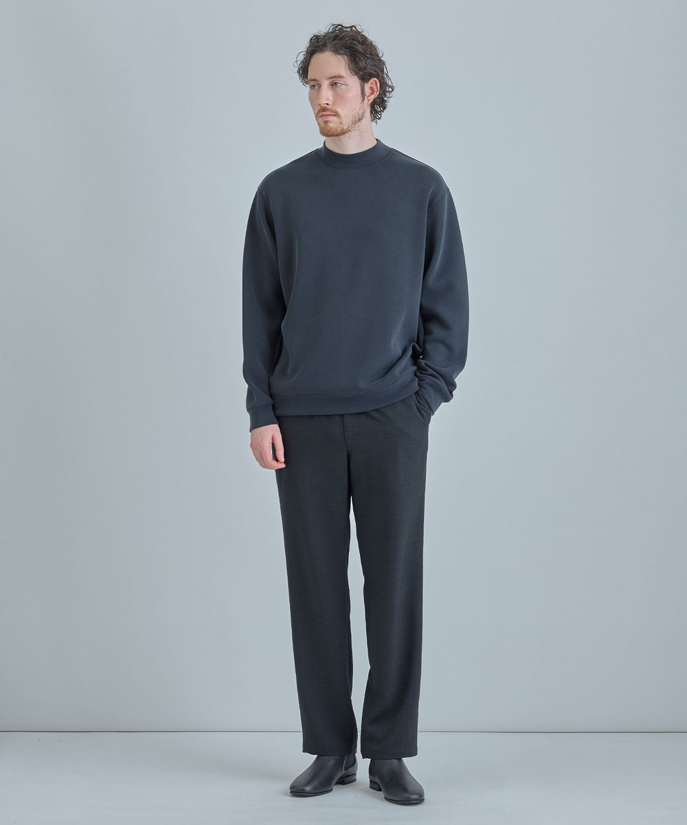 MEN'S BIGI スエードタッチ ダンボールモックネックトップス ブラック