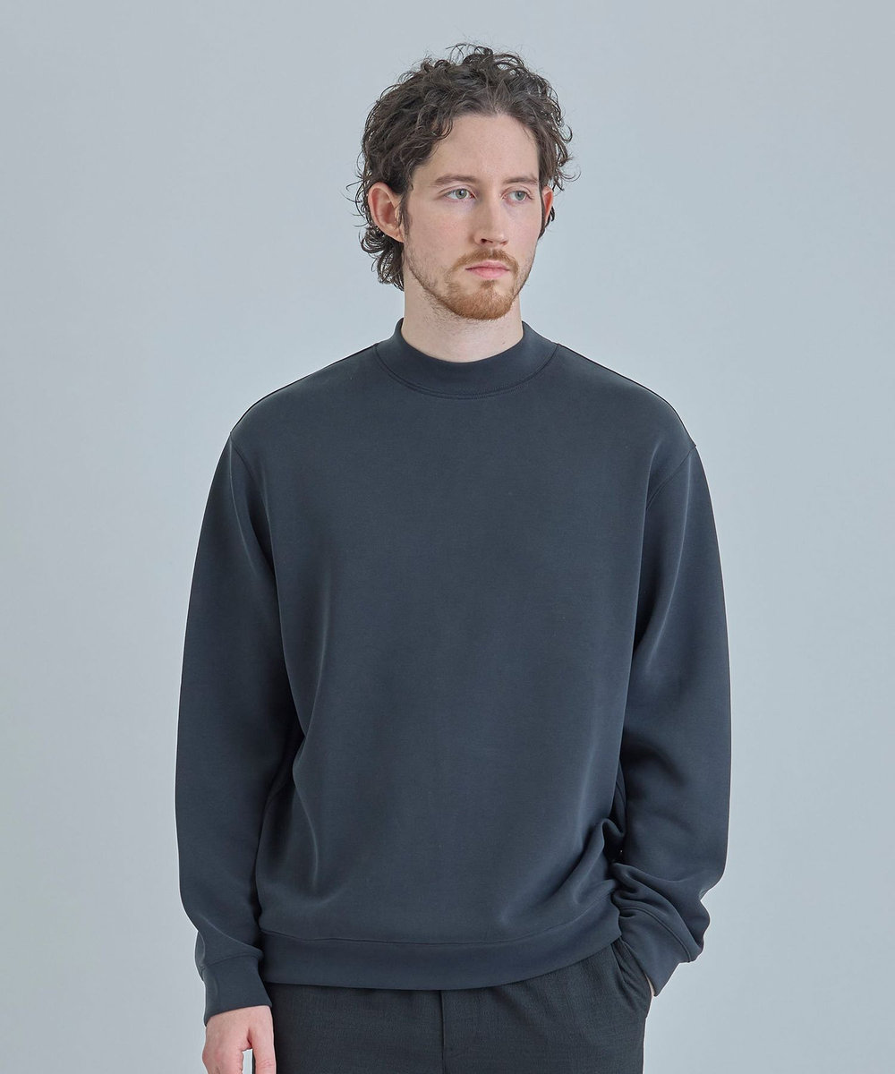MEN'S BIGI スエードタッチ ダンボールモックネックトップス ブラック
