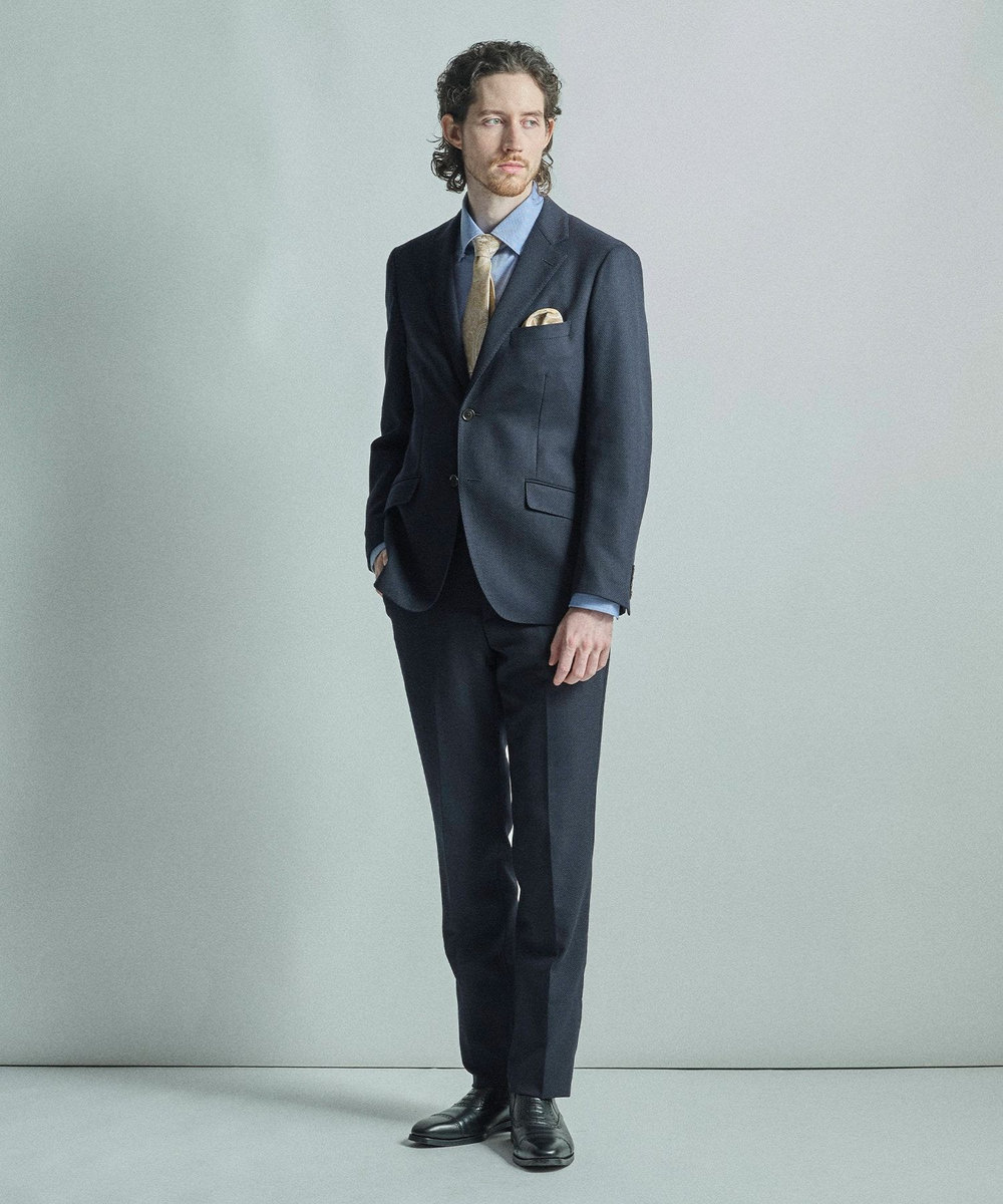MEN'S BIGI シャドーペイズリー柄シルクチーフ ベージュ