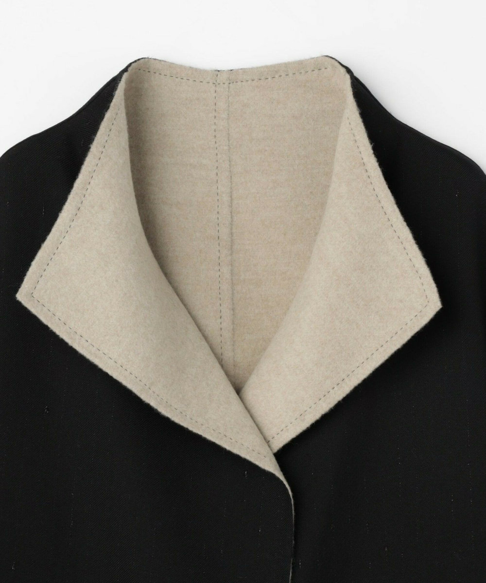 L'EQUIPE COUTURIER ダブルフェイスラメストライプコート ブラック