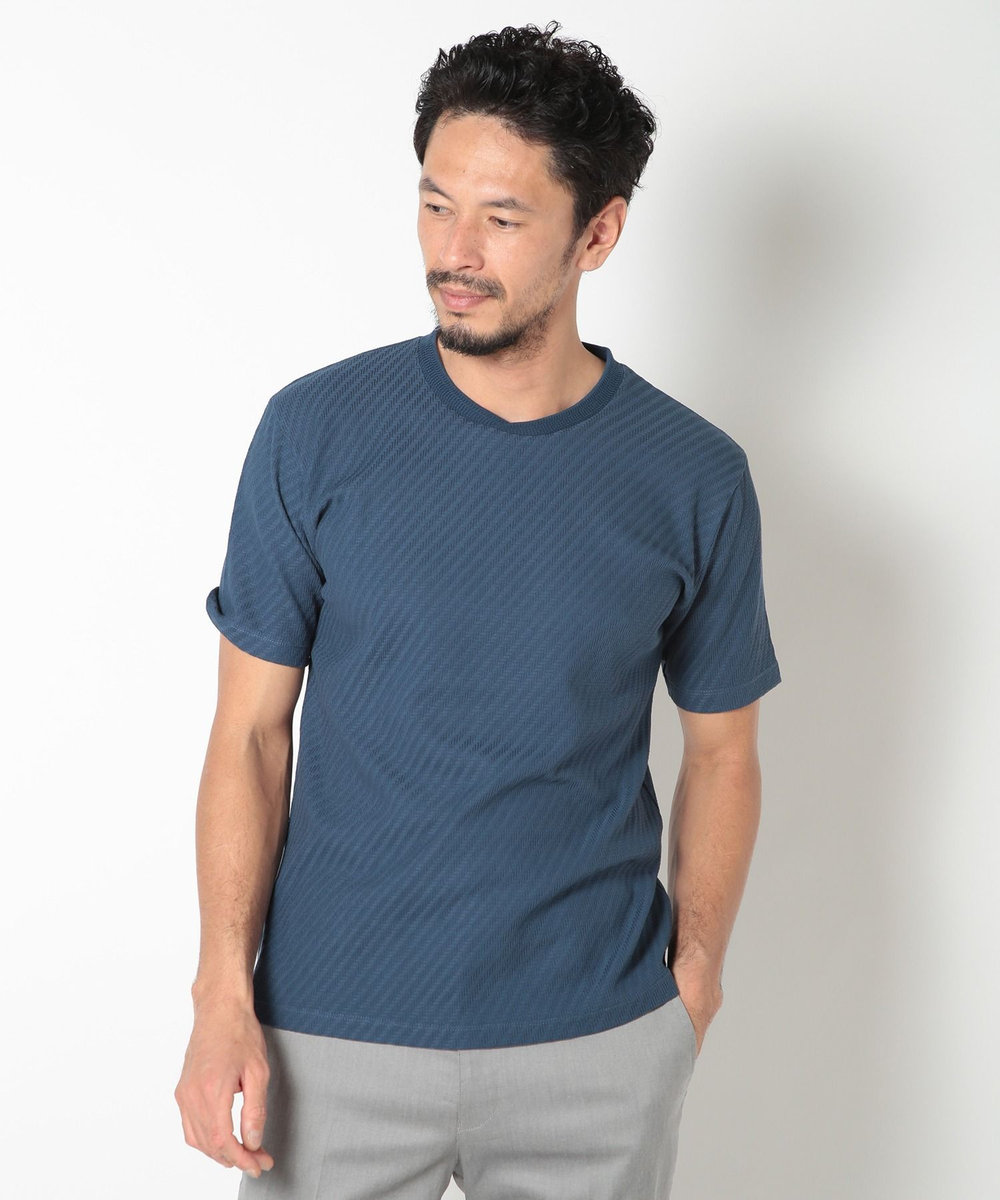MEN'S BIGI リンクスジャカードシルケットカットソー ブルー