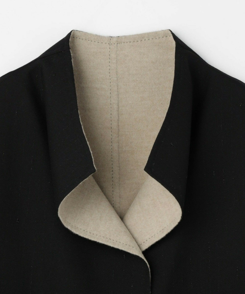 L'EQUIPE COUTURIER ダブルフェイスラメストライプコート ブラック
