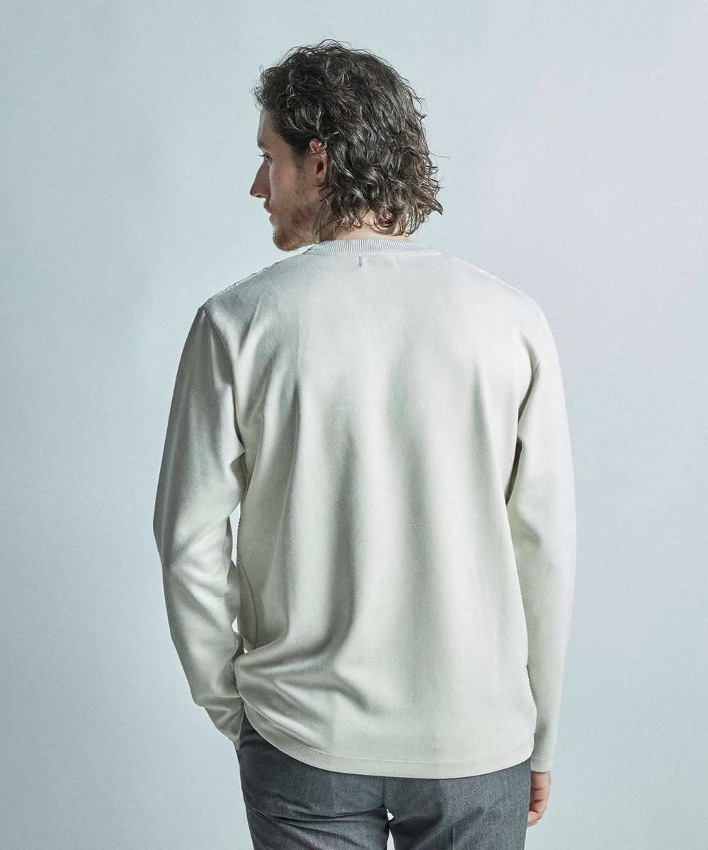 MEN'S BIGI ニットコンビ フェイクスエード長袖Tシャツ グレー