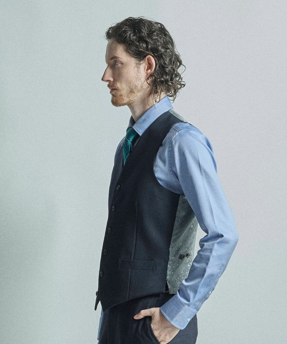 MEN'S BIGI ミックスヤーン/ポップサック リバーシブルベスト ブラウン