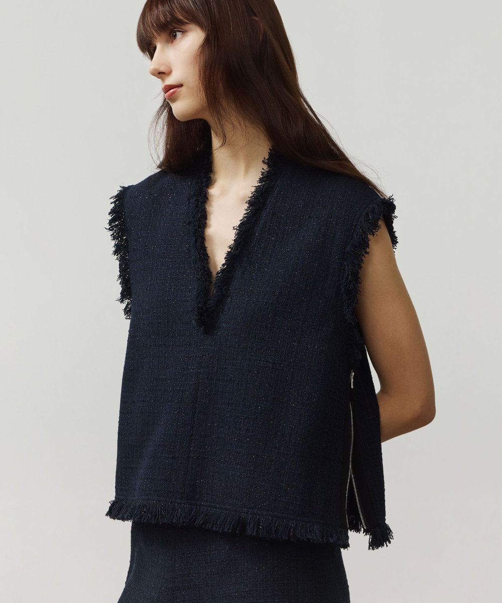 DÉPAREILLÉ COTTON TWEED GIET / コットンツィードジレ ネイビー
