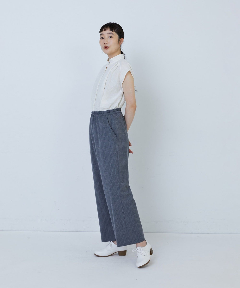 LOISIR イージーストレートパンツ ストライプ