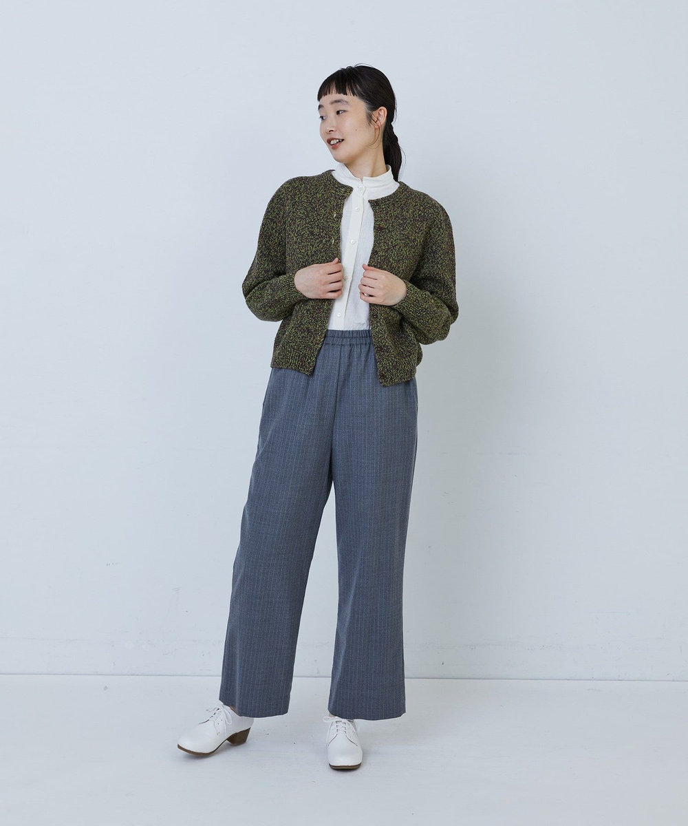 LOISIR イージーストレートパンツ ストライプ