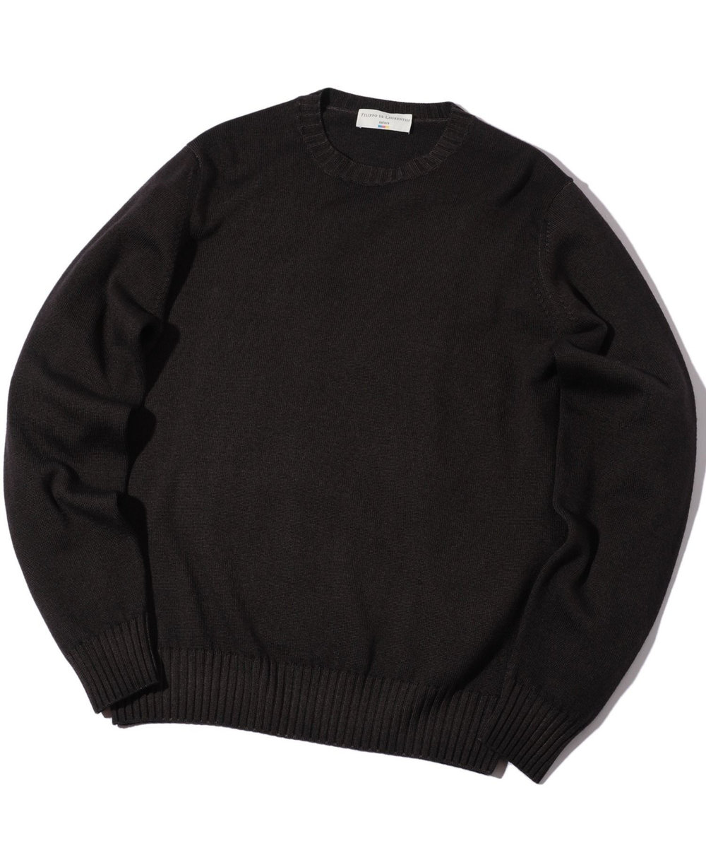 MEN'S BIGI 【FILIPPO DE LAURENTIIS】10Gクルーネックニット モカ