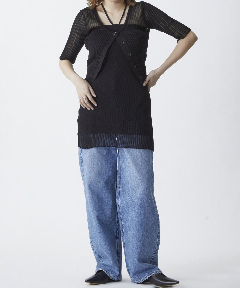 1er Arrondissement ＜NEPLA. (ネプラ)＞ シアーリブニット2WAYカーディガン ブラック