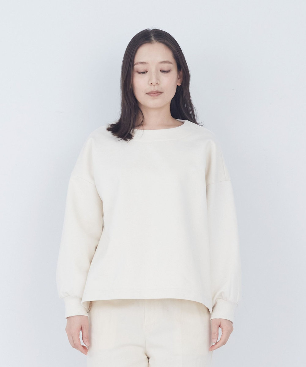 ADIEU TRISTESSE 裏毛×布帛コンビプルオーバー アイボリー
