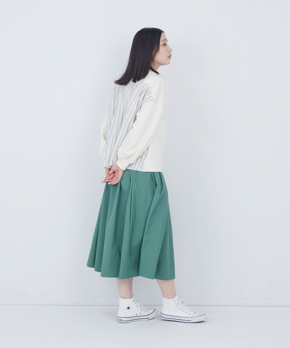 ADIEU TRISTESSE 裏毛×布帛コンビプルオーバー アイボリー