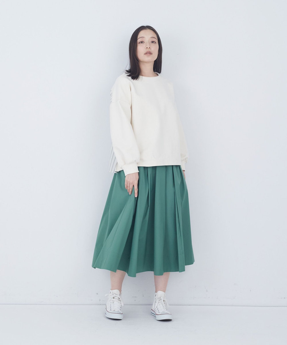 ADIEU TRISTESSE 裏毛×布帛コンビプルオーバー アイボリー