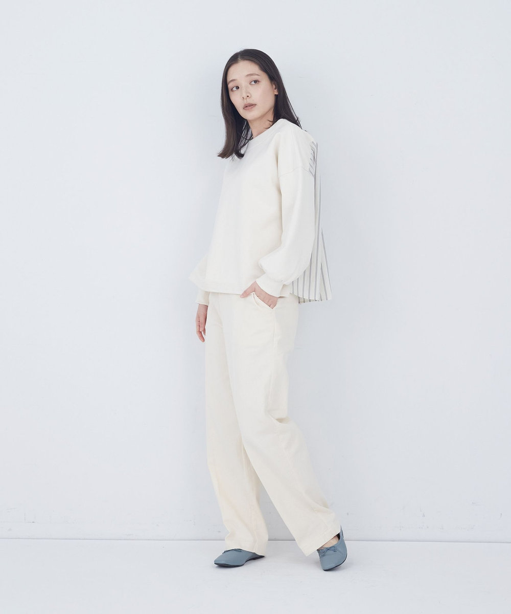 ADIEU TRISTESSE 裏毛×布帛コンビプルオーバー アイボリー
