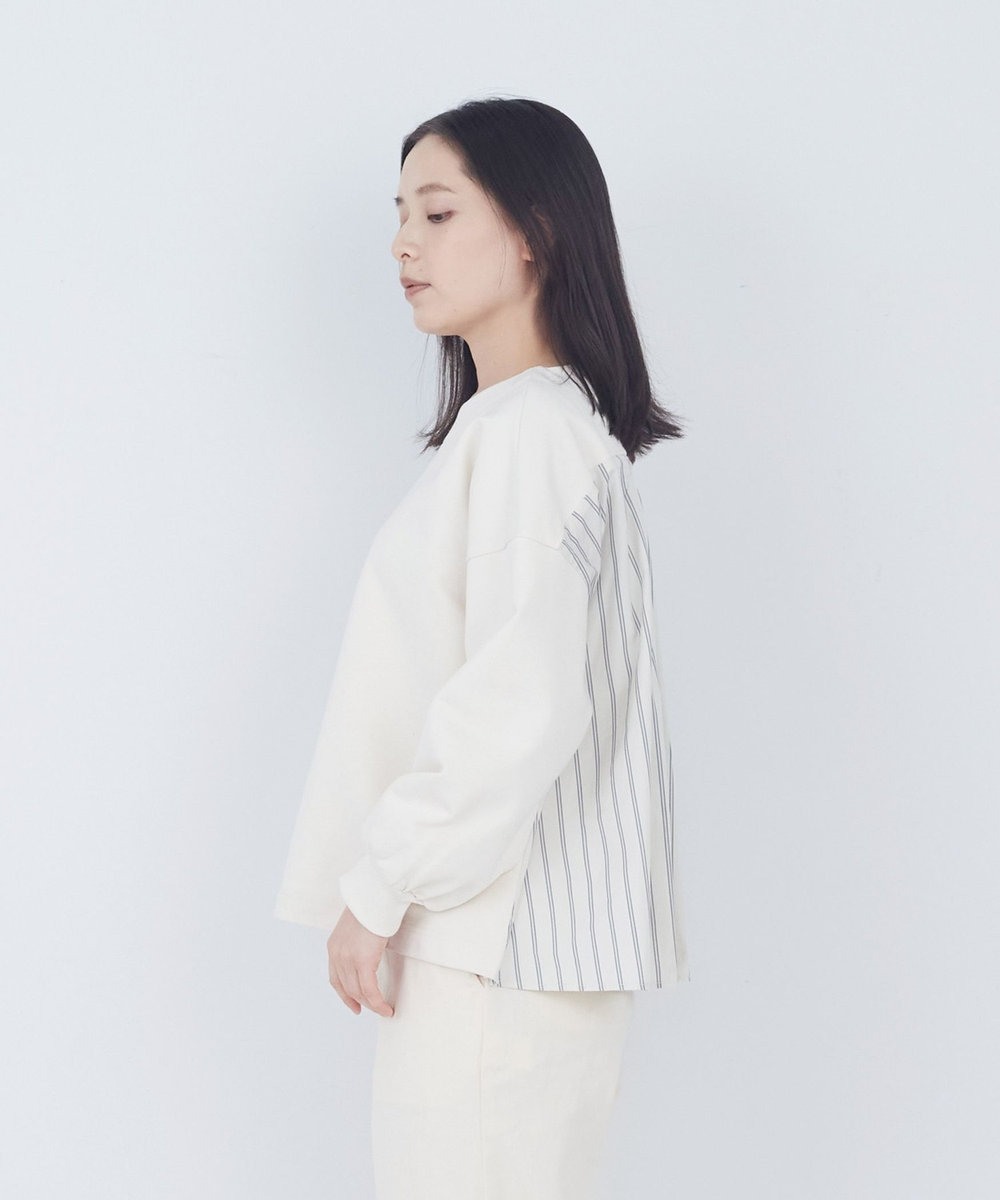 ADIEU TRISTESSE 裏毛×布帛コンビプルオーバー アイボリー