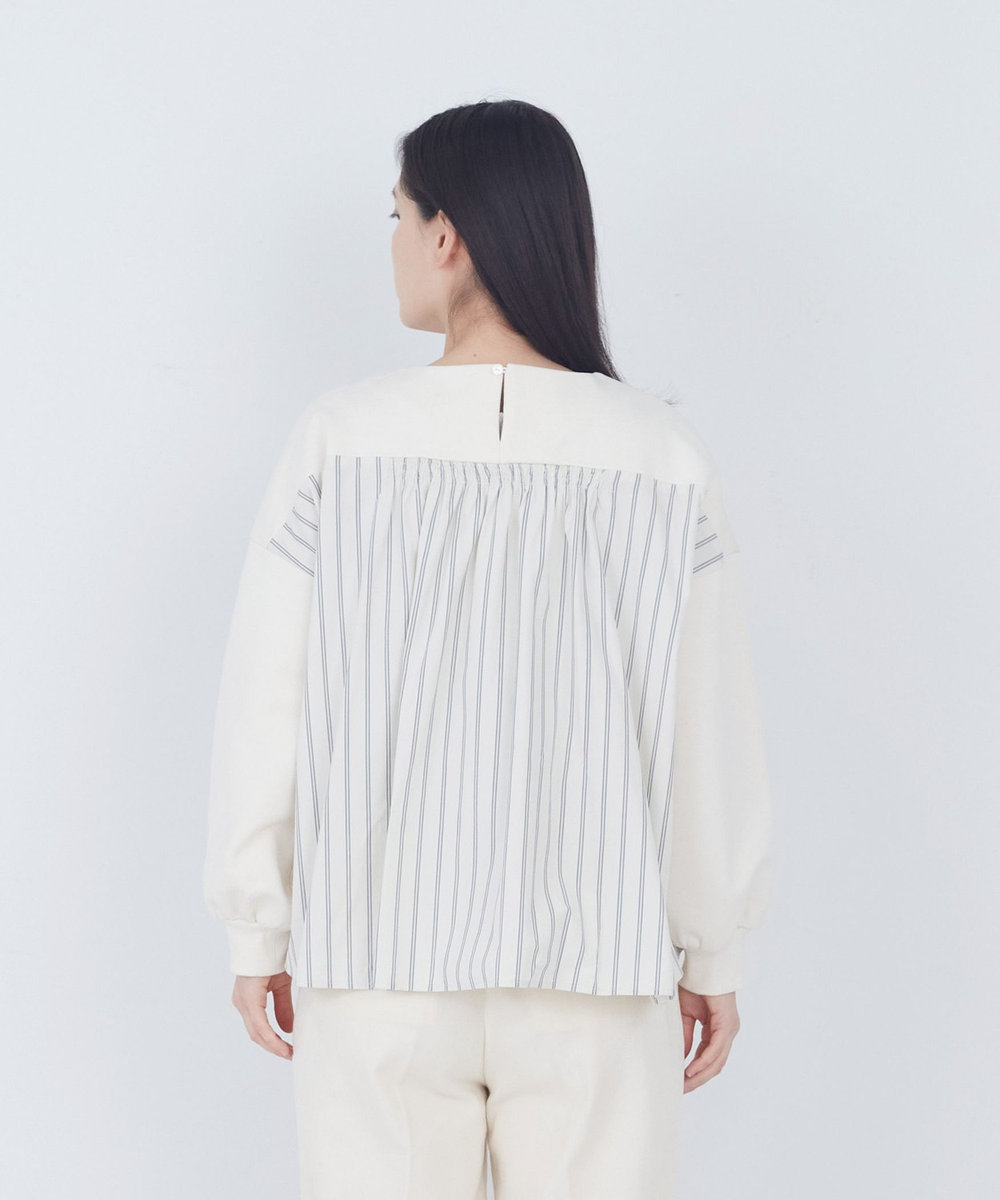 ADIEU TRISTESSE 裏毛×布帛コンビプルオーバー アイボリー