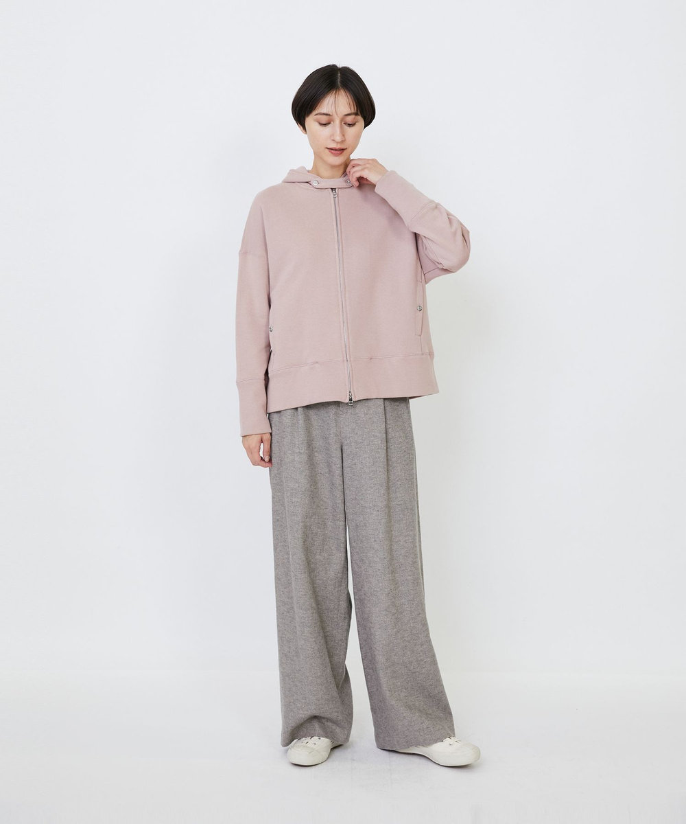 LOISIR 度詰め裏毛ジップフーディ ピンク