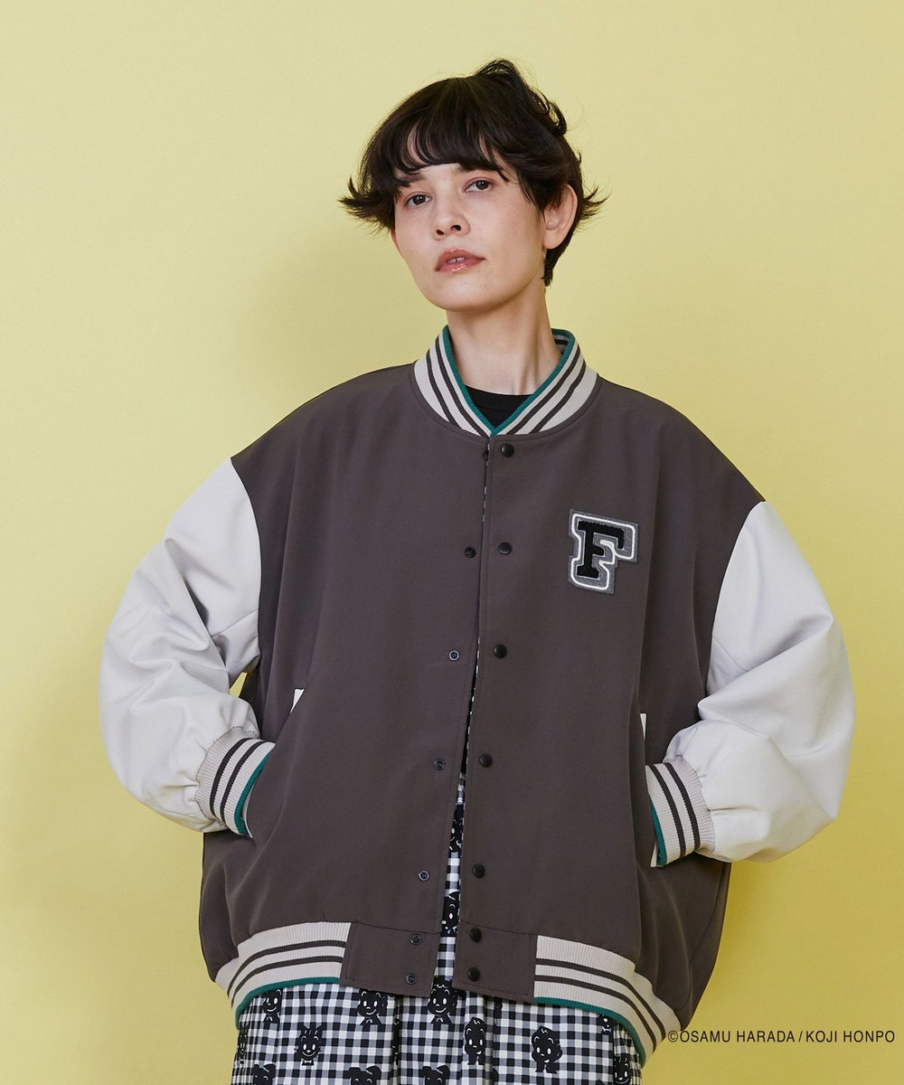 FRAPBOIS OSAMU GOODS レタードジャケット チャコールグレー