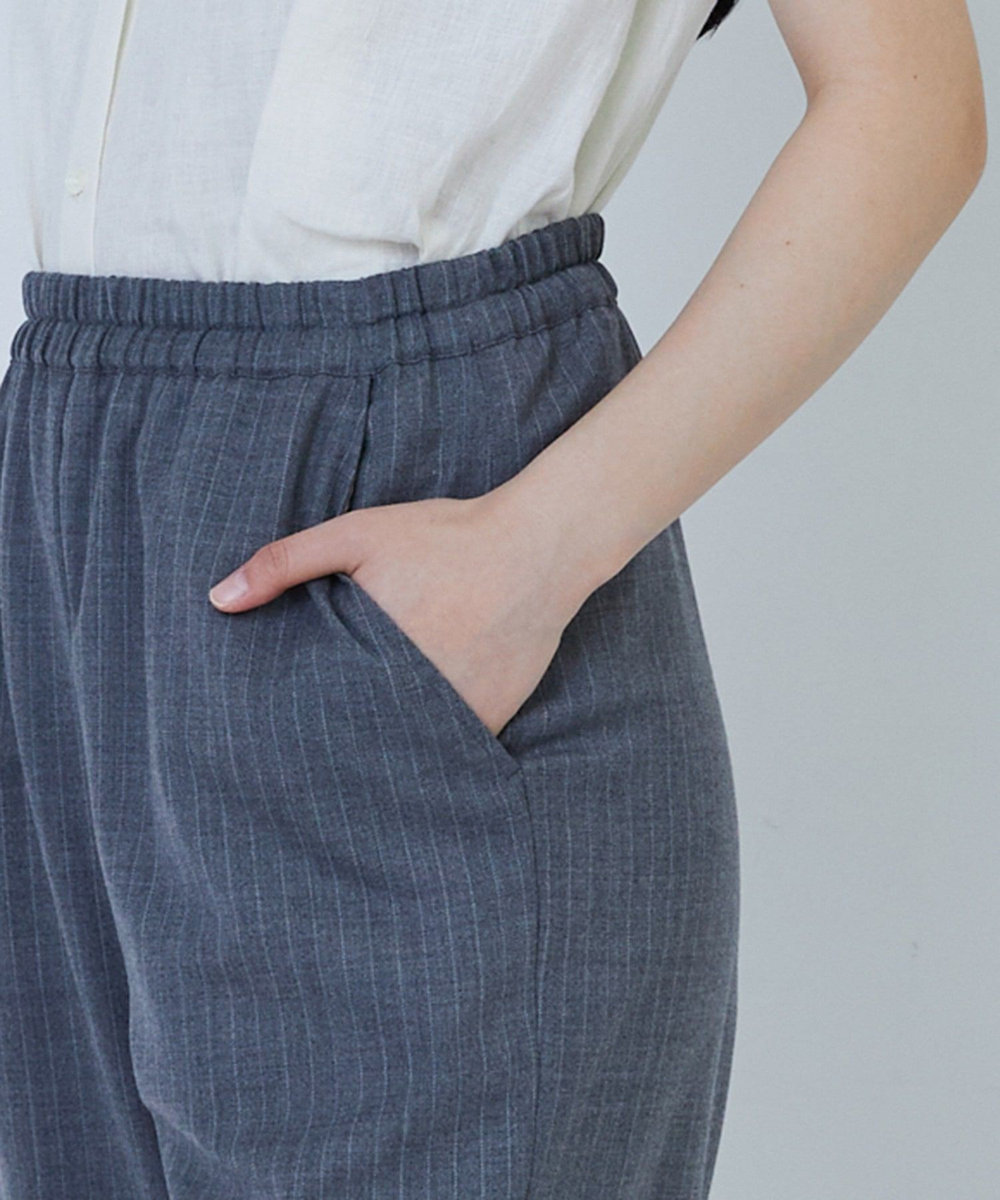 LOISIR イージーストレートパンツ ストライプ