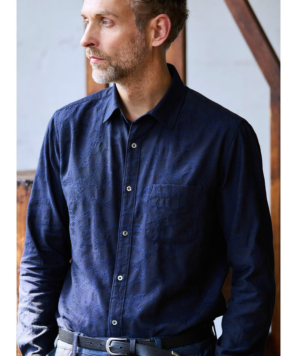 MEN'S BIGI リザード型押しベルト ブラック