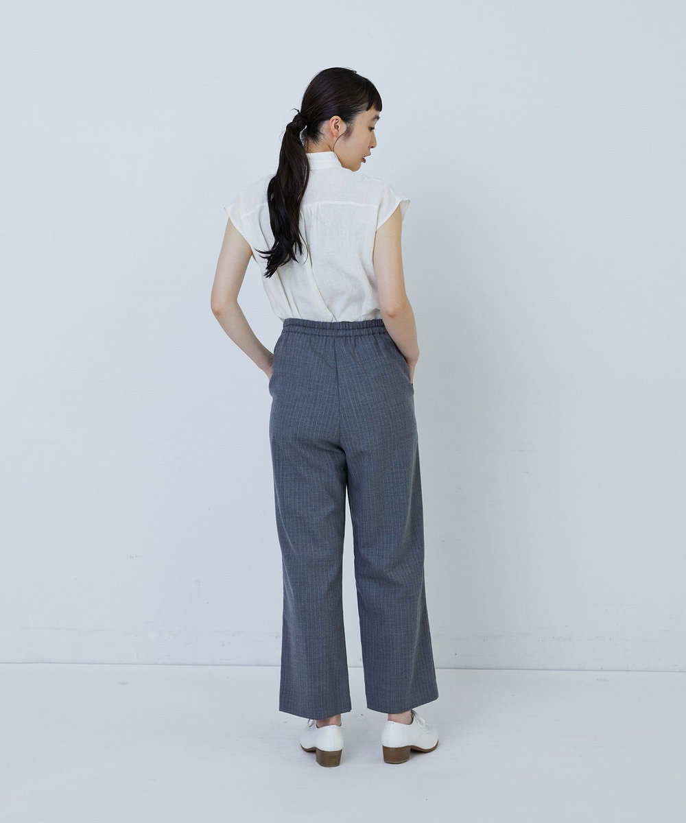 LOISIR イージーストレートパンツ ストライプ
