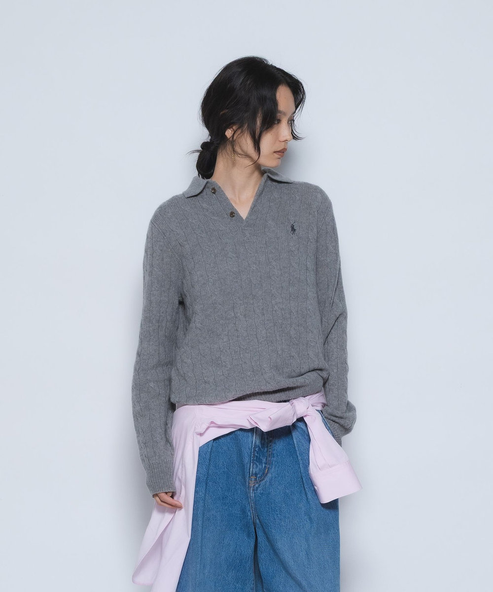 1er Arrondissement ＜POLO RALPH LAUREN/ポロ ラルフ ローレン＞ウールカシミアケーブルニット グレー