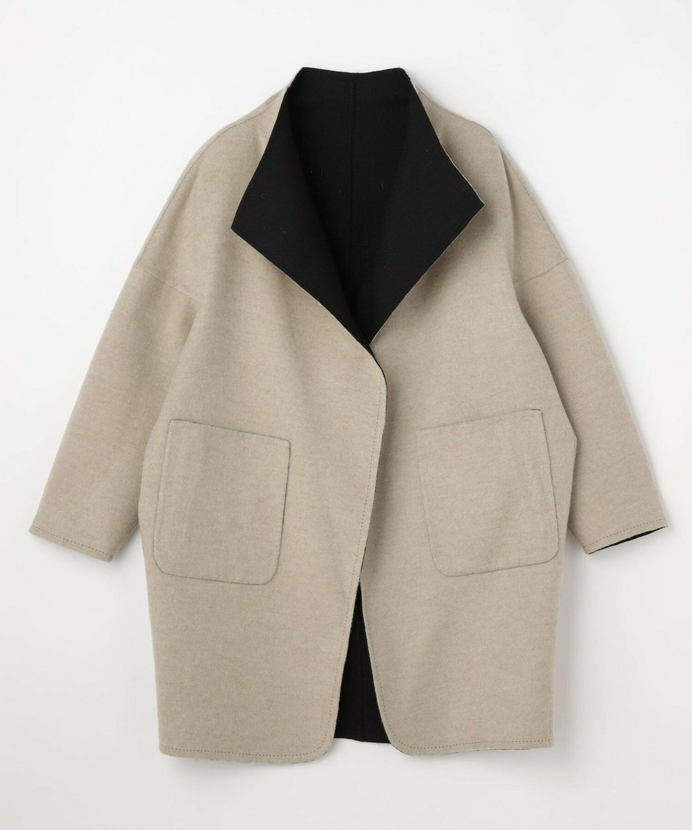 L'EQUIPE COUTURIER ダブルフェイスラメストライプコート ブラック