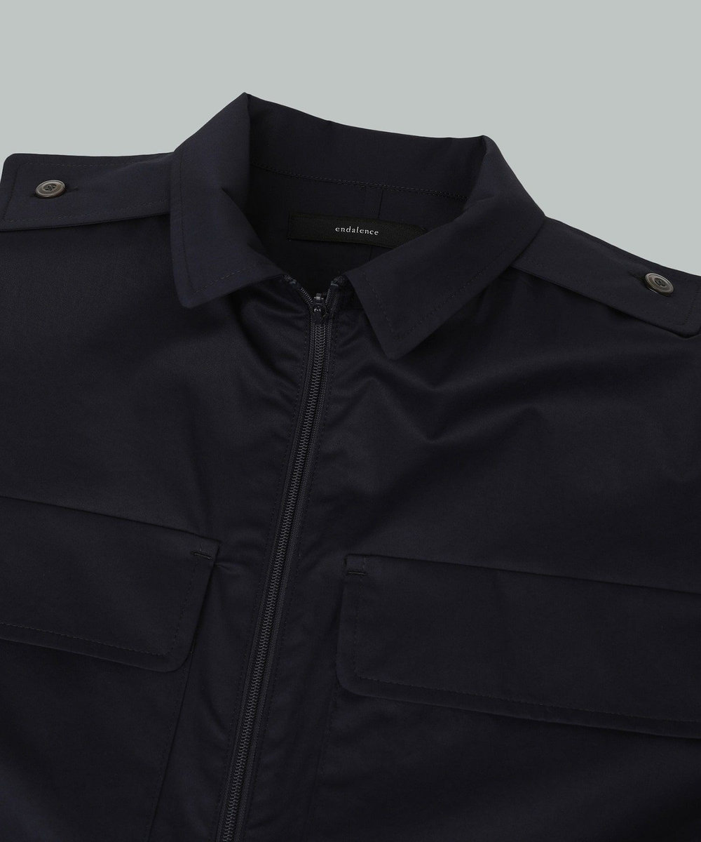endalence Rコットンロングシャツドレス ネイビー