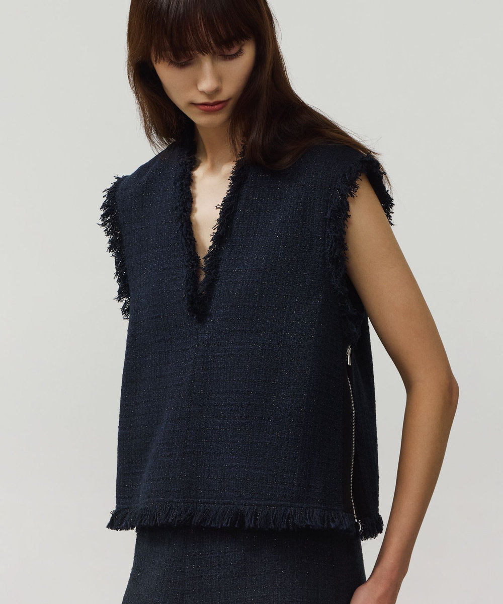 DÉPAREILLÉ COTTON TWEED GIET / コットンツィードジレ ネイビー