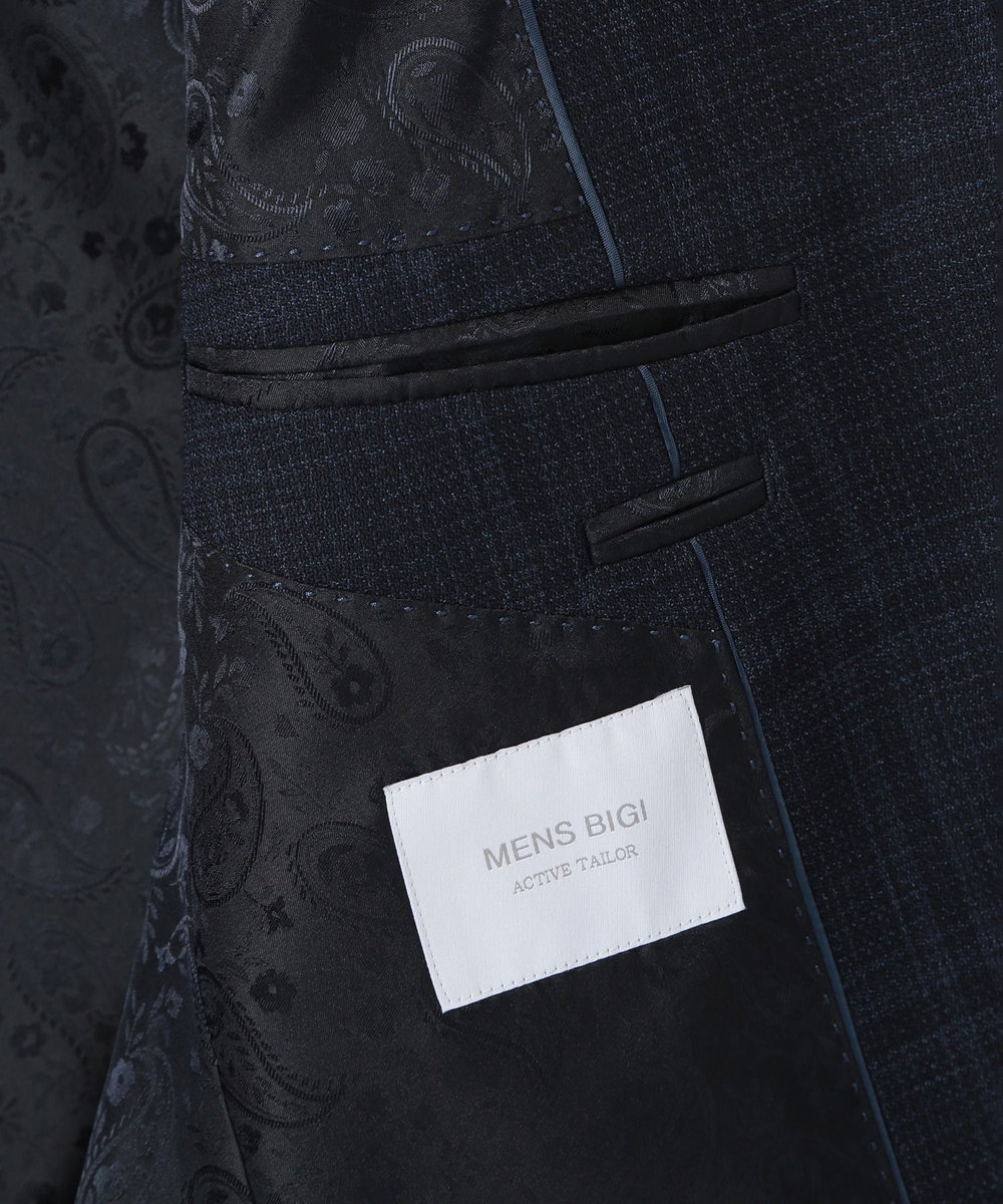 MEN'S BIGI 【ACTIVE TAILOR】ホップサックチェックジャケット ネイビー