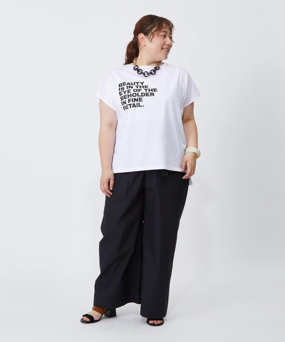 MOGA Lサイズ（大きいサイズ） 【大きいサイズ】ハイゲージ天竺ロゴプリントTシャツ ホワイト