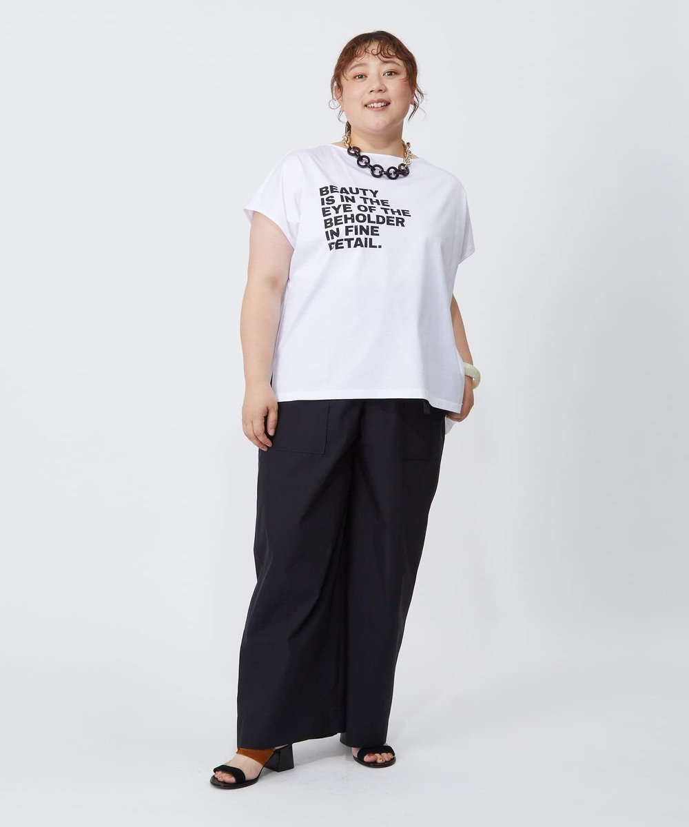 MOGA Lサイズ（大きいサイズ） 【大きいサイズ】ハイゲージ天竺ロゴプリントTシャツ ホワイト