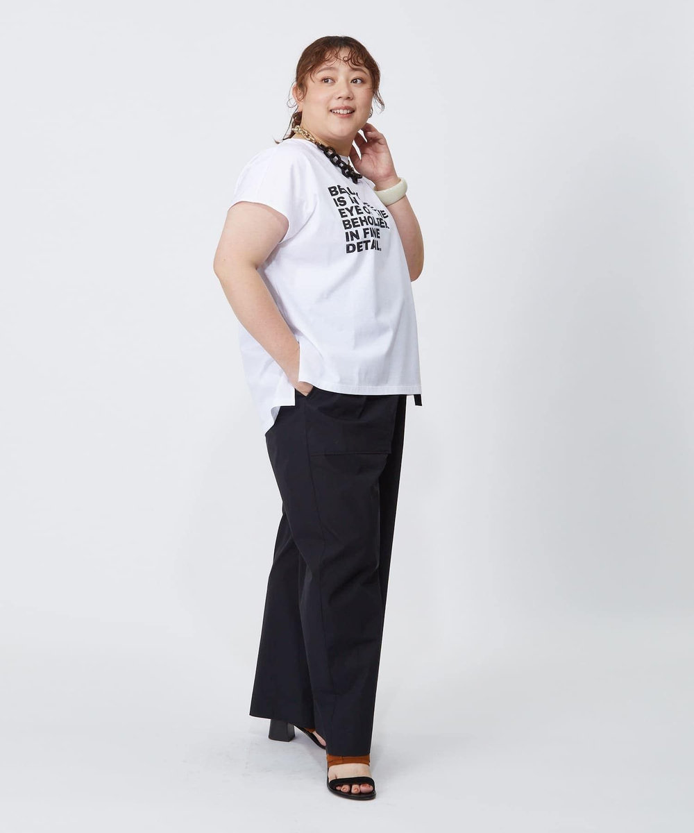 MOGA Lサイズ（大きいサイズ） 【大きいサイズ】ハイゲージ天竺ロゴプリントTシャツ ホワイト