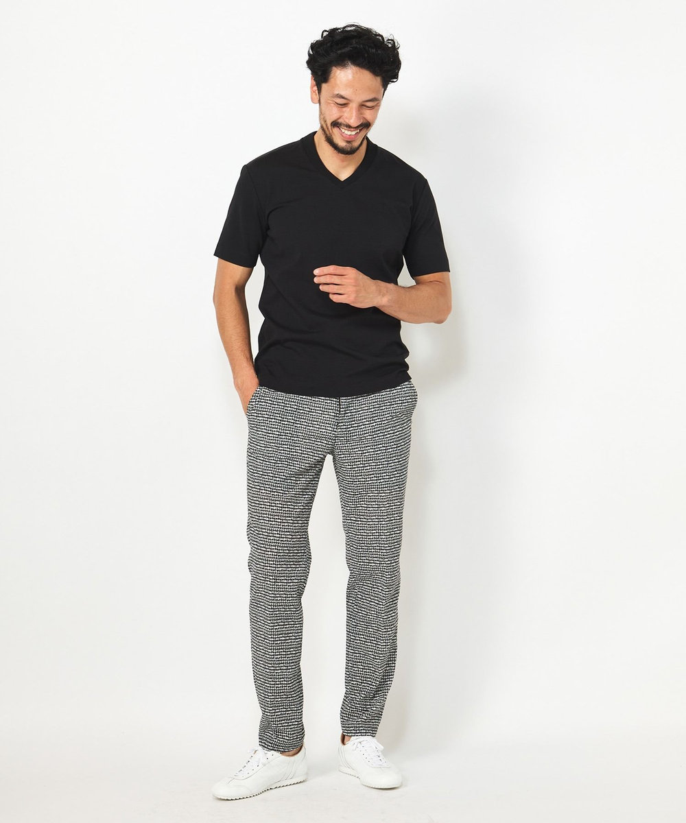 MEN'S BIGI 【ACTIVE TAILOR】シルケットスムースVネックTシャツ ブラック