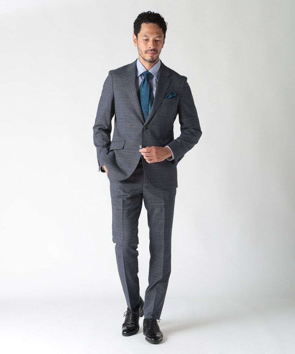 MEN'S BIGI シャドーペイズリー柄シルクネクタイ ターコイズブルー