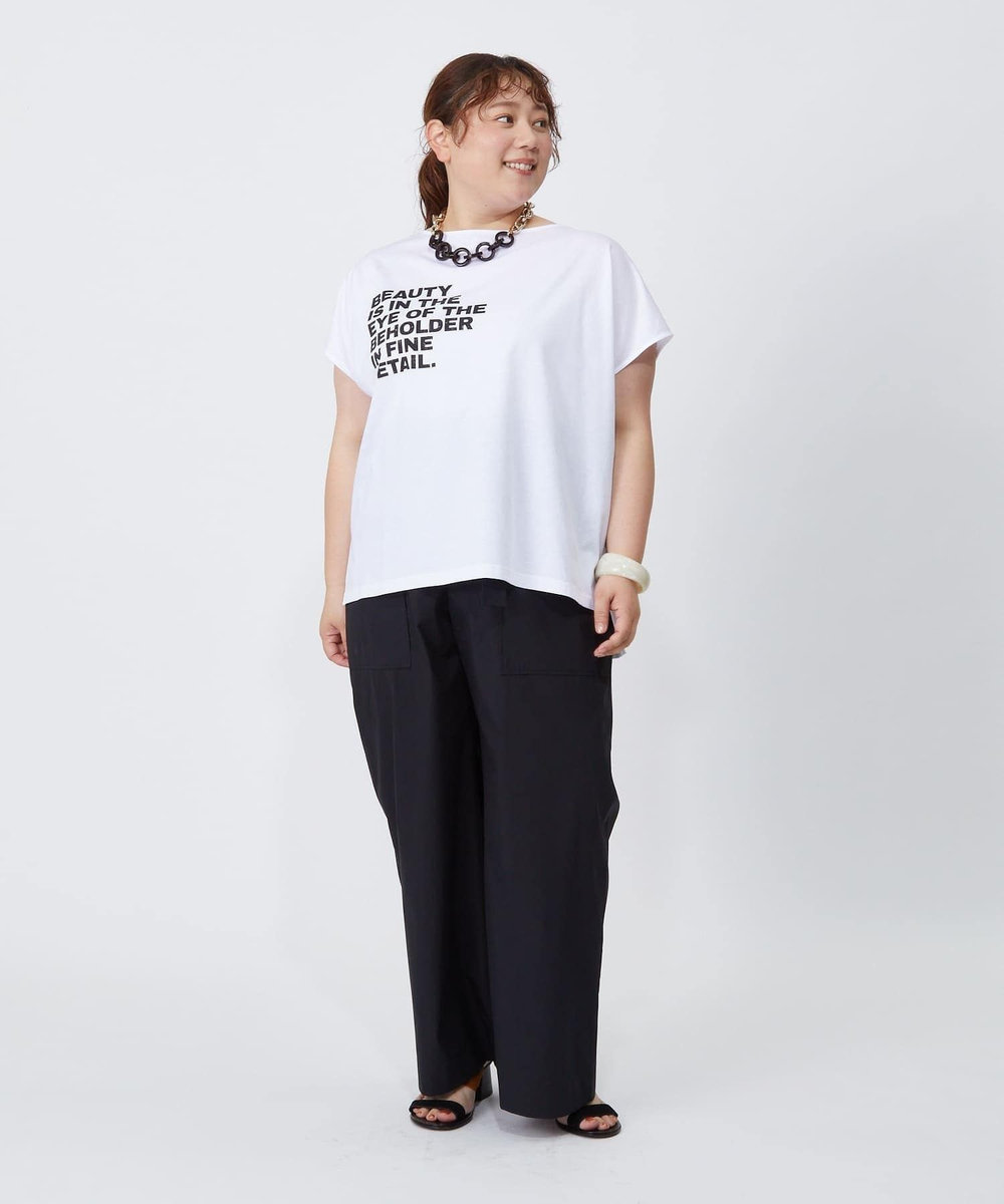 MOGA Lサイズ（大きいサイズ） 【大きいサイズ】ハイゲージ天竺ロゴプリントTシャツ ホワイト