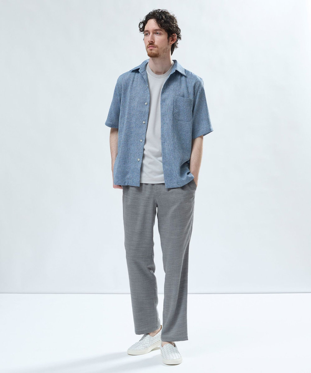 MEN'S BIGI 東レPrimeflex 麻調ドットメッシュ クルーネックTシャツ＜吸水速乾/通気性＞ グレー