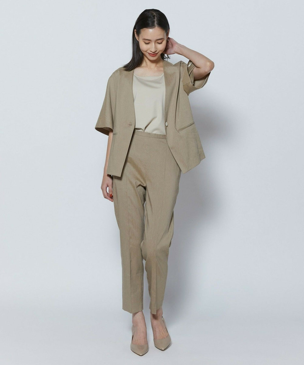 L'EQUIPE COUTURIER ファインリネンクロスパンツ モカ