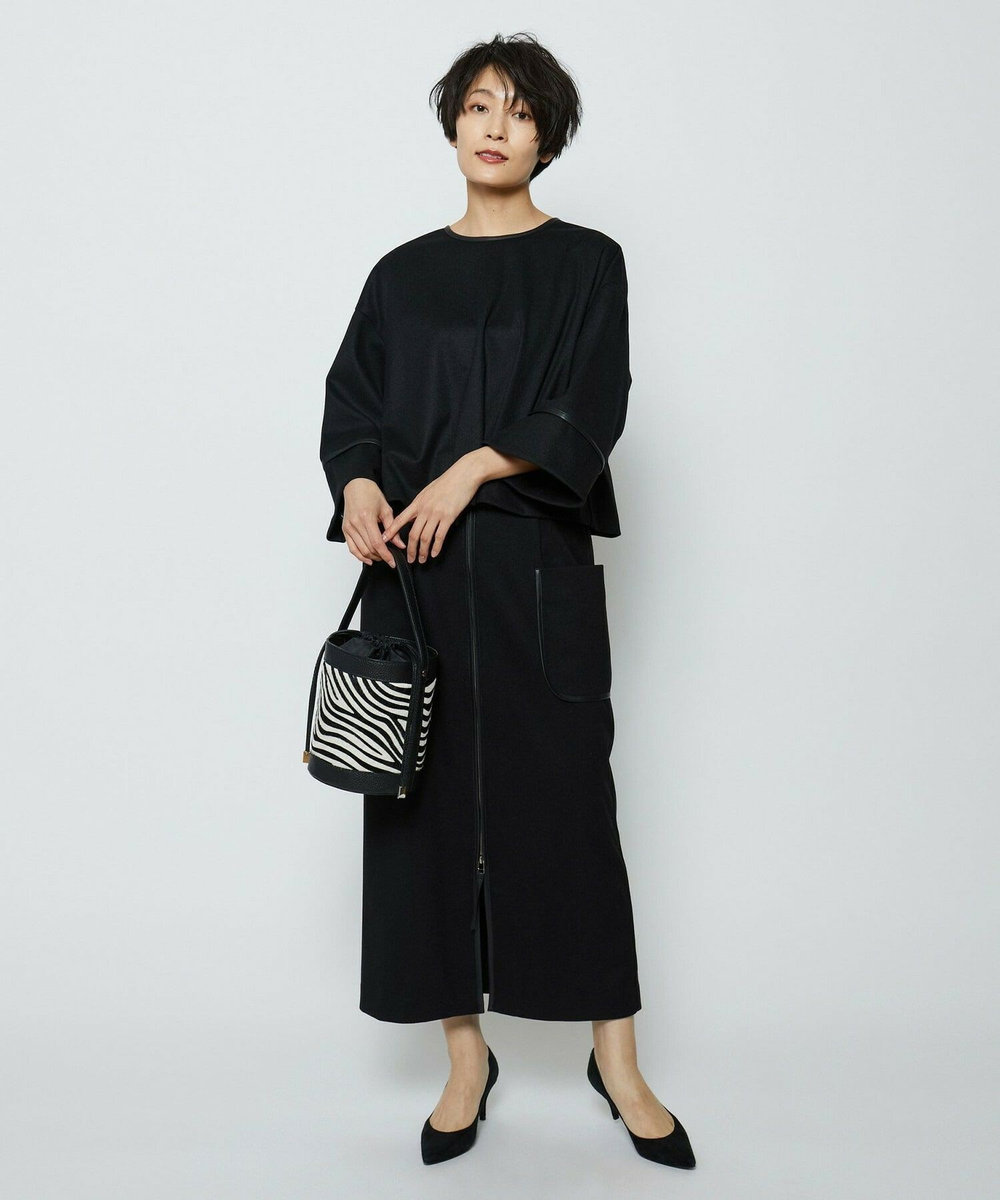 feerique feerique 　フェイクレザーパイピングタイトスカート ブラック