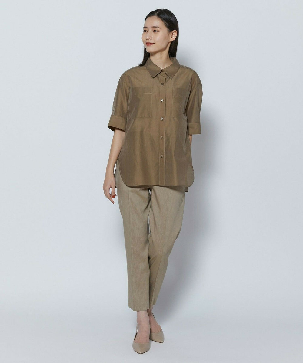 L'EQUIPE COUTURIER ファインリネンクロスパンツ モカ