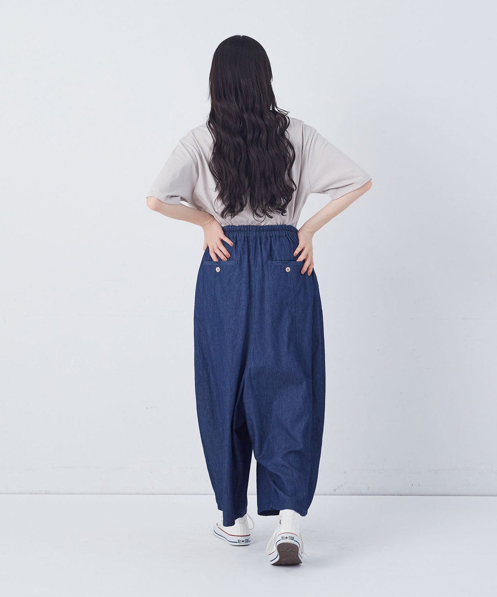 congés payés ADIEU TRISTESSE 【FAVE】シャーリングワイドロングサルエルパンツ インディゴブルー