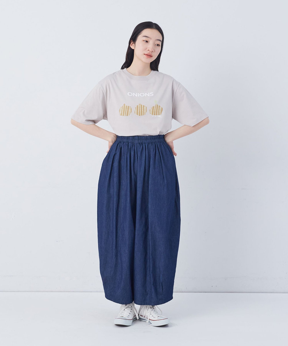 congés payés ADIEU TRISTESSE 【FAVE】シャーリングワイドロングサルエルパンツ インディゴブルー