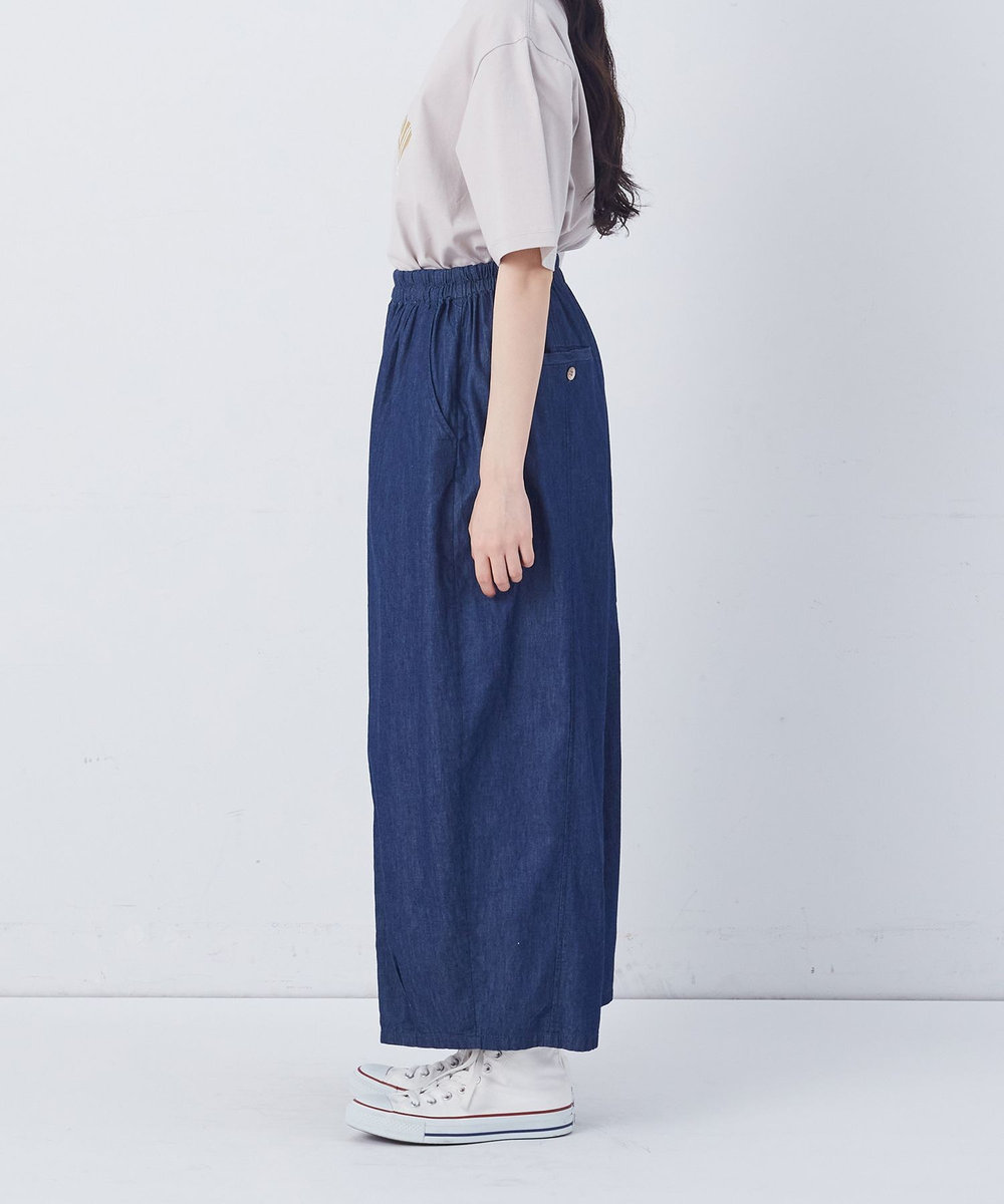 congés payés ADIEU TRISTESSE 【FAVE】シャーリングワイドロングサルエルパンツ インディゴブルー