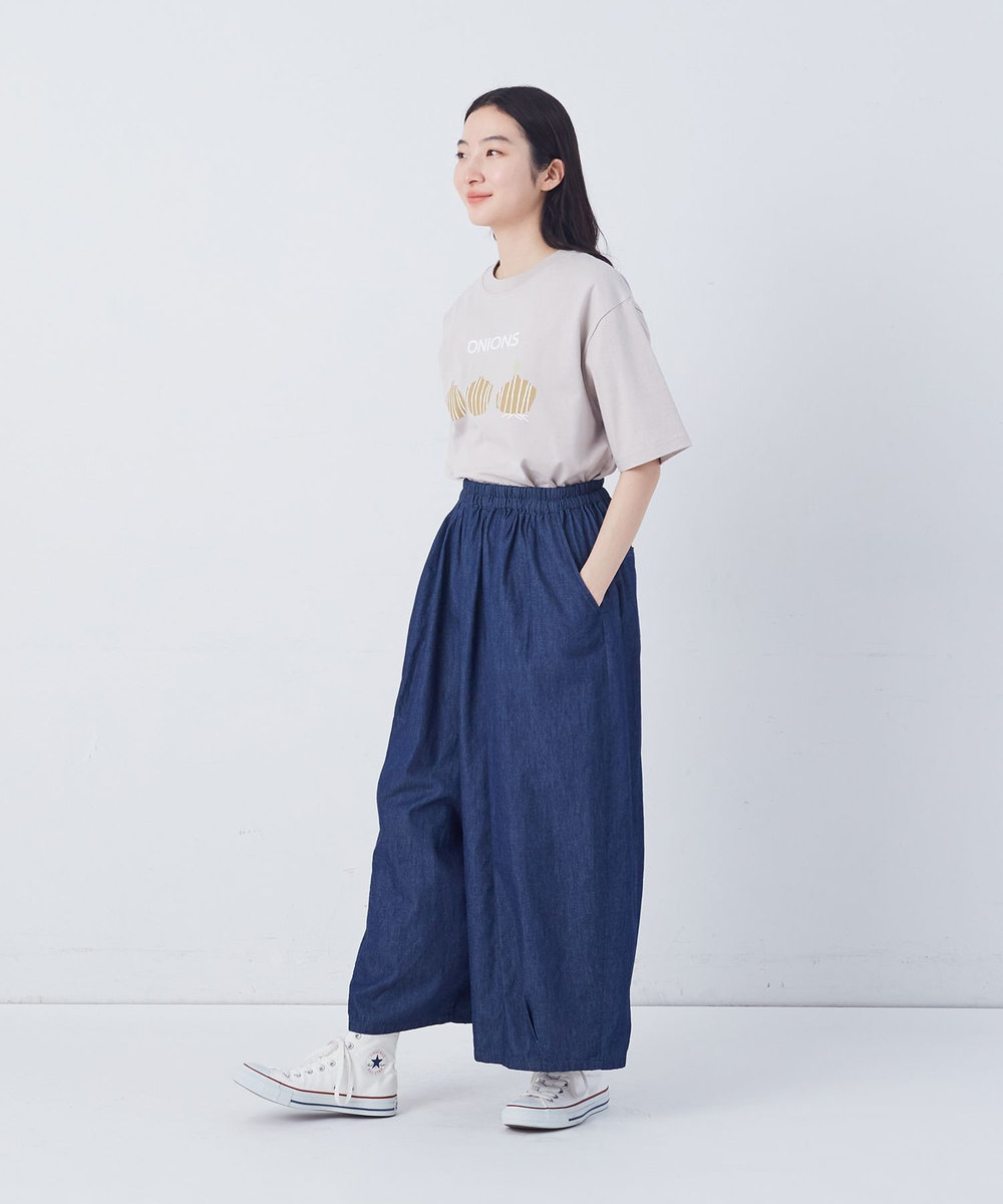 congés payés ADIEU TRISTESSE 【FAVE】シャーリングワイドロングサルエルパンツ インディゴブルー