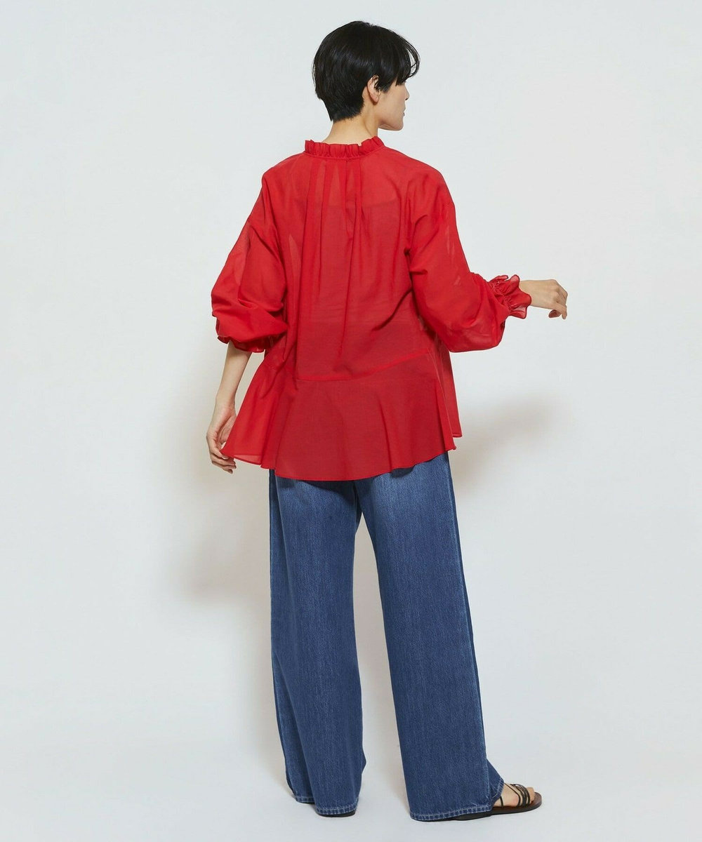 feerique feerique コットンポリシフォンAラインシルエットブラウス レッド