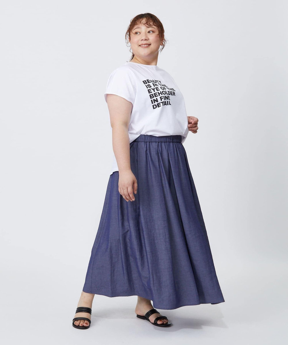 MOGA Lサイズ（大きいサイズ） 【大きいサイズ】ハイゲージ天竺ロゴプリントTシャツ ホワイト