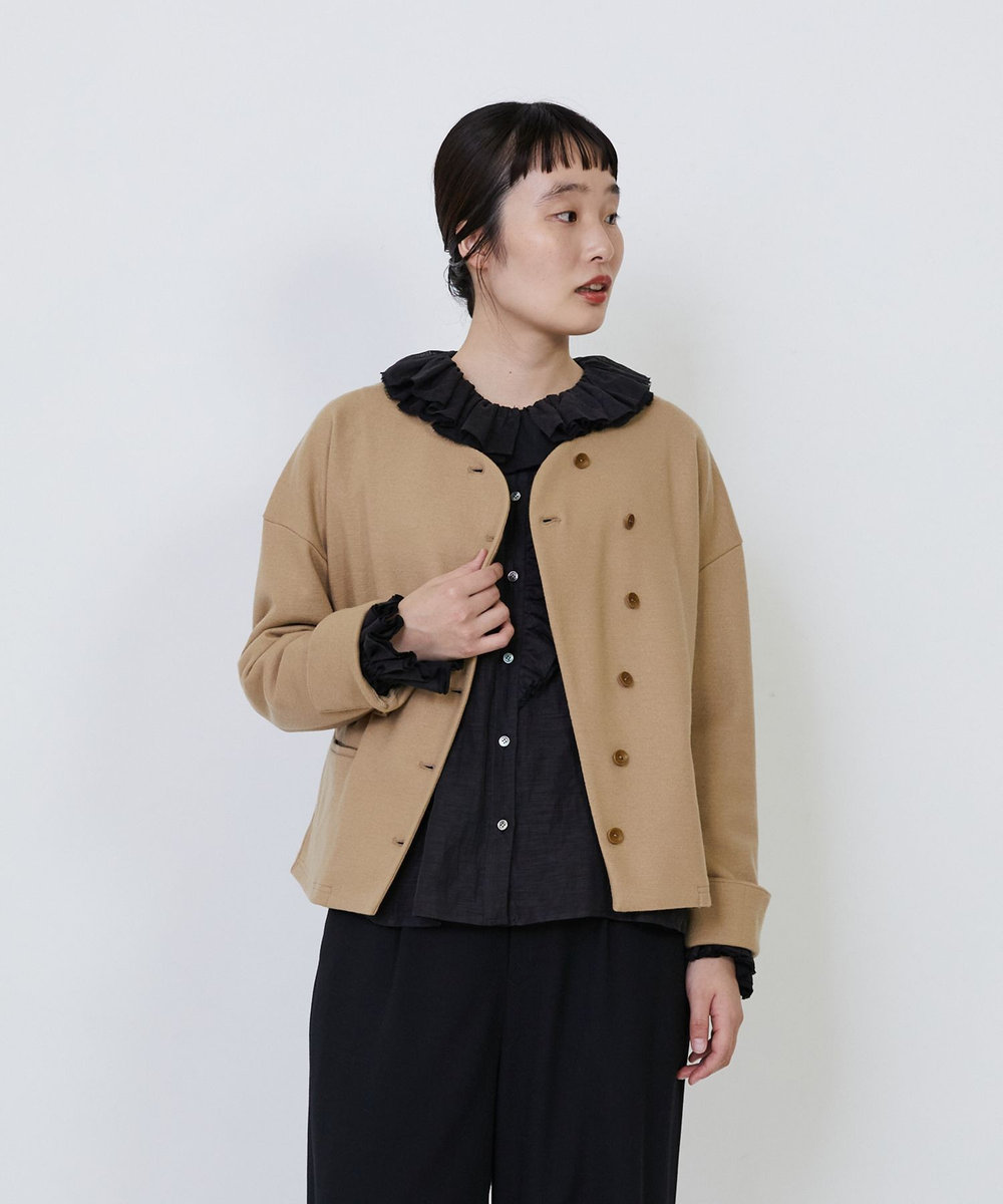 LOISIR ウール圧縮スムースジャケット キャメル