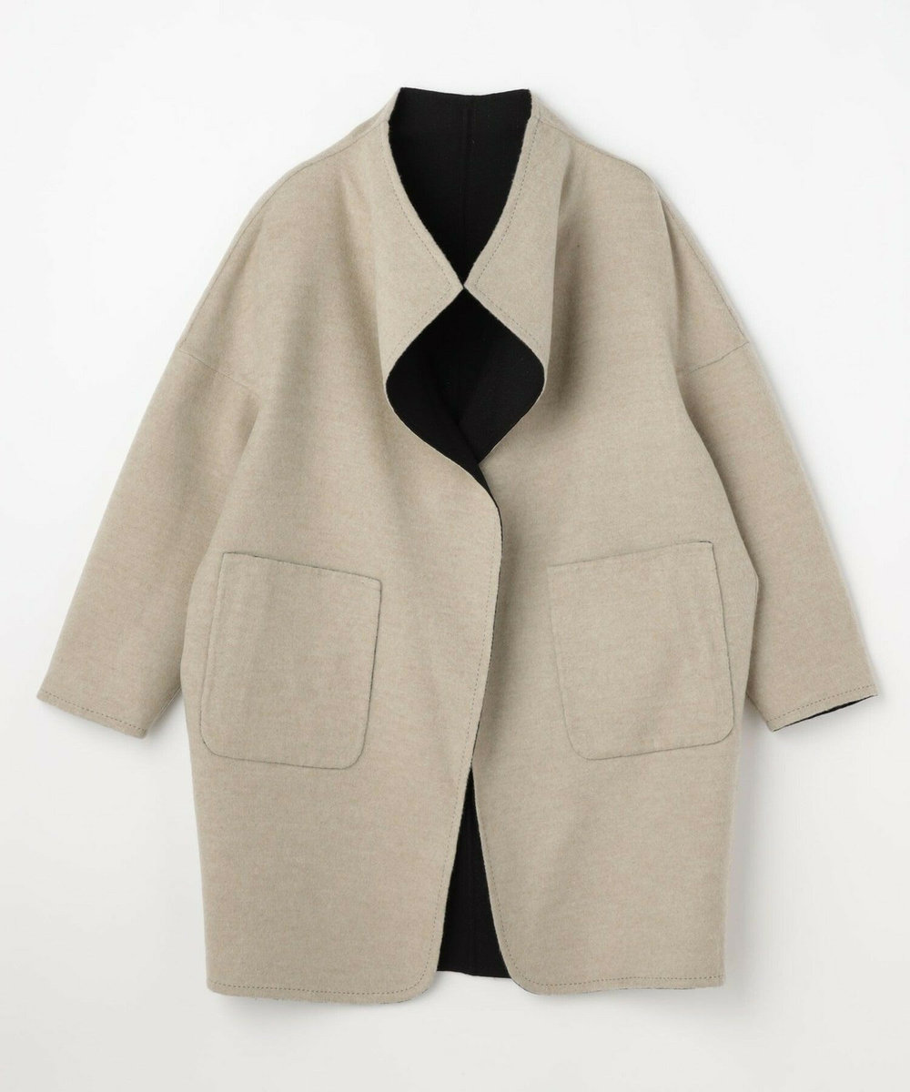 L'EQUIPE COUTURIER ダブルフェイスラメストライプコート ブラック